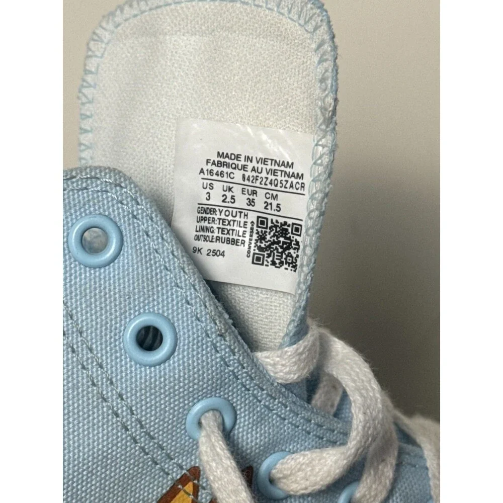 Converse x Bluey Chuck Taylor All Star Hi Kids Youth Size 3 Light Blue Sneakers